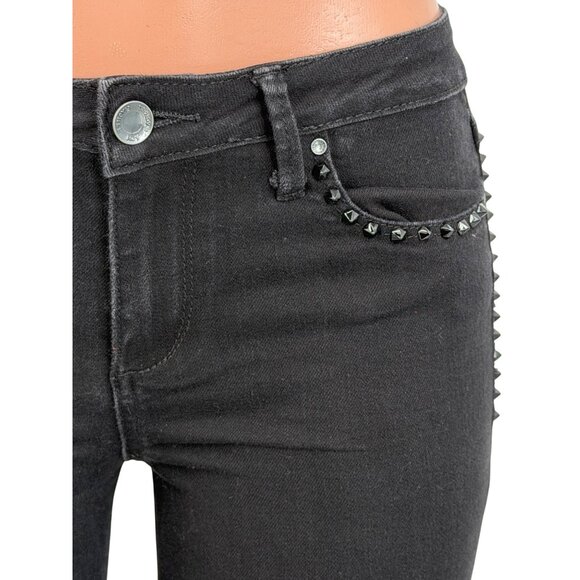 Rachel Roy Black Mid-Rise Studded Skinny Jeans 28 | Rockstar Girlfriend Grunge - Picture 12 of 15